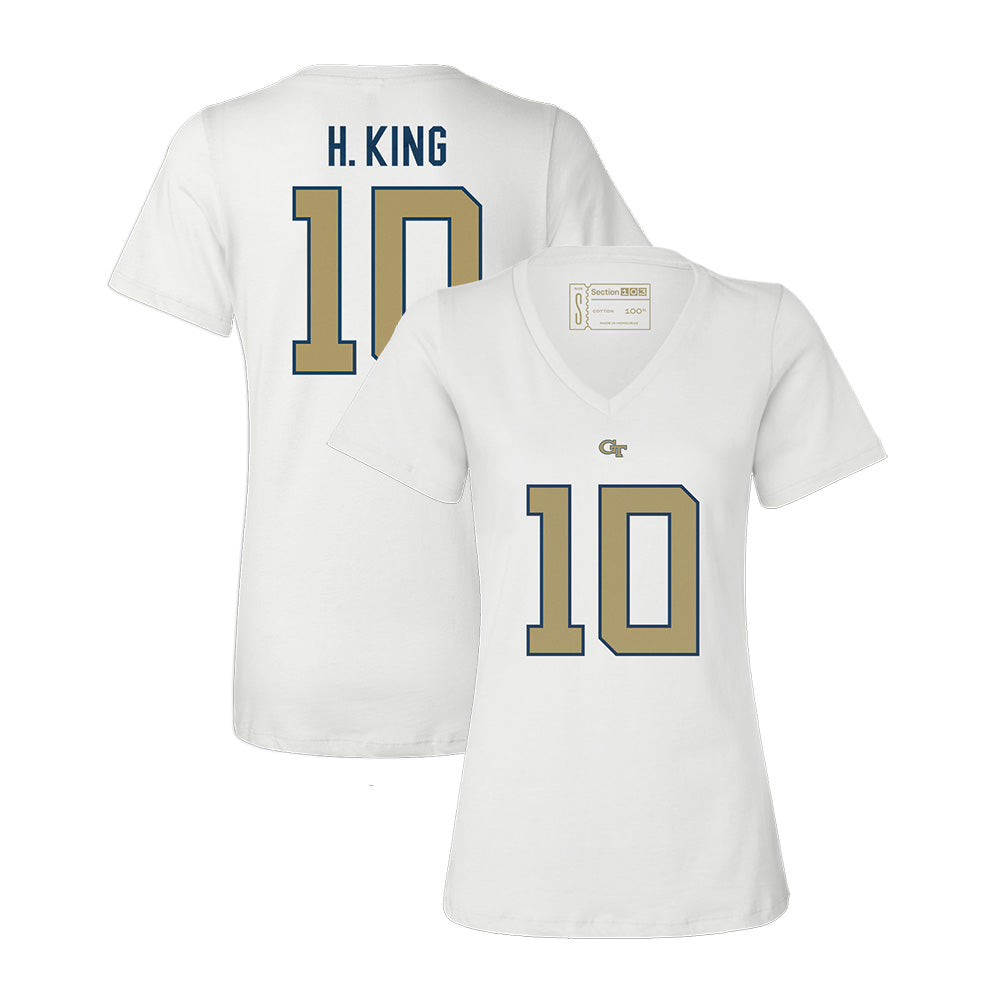 Georgia Tech Haynes King Football Jersey Women's V-Neck T-Shirt