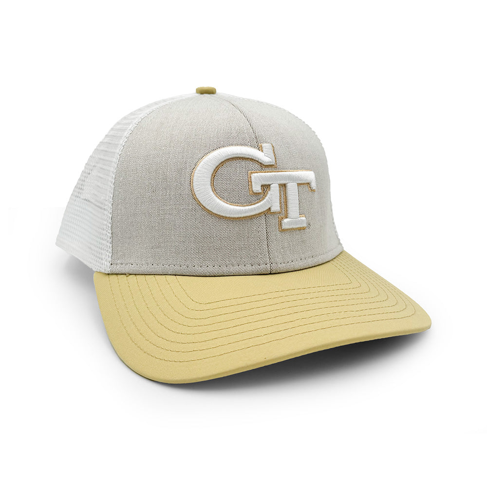 Georgia Tech Logo Trucker Hat, Gray and Gold